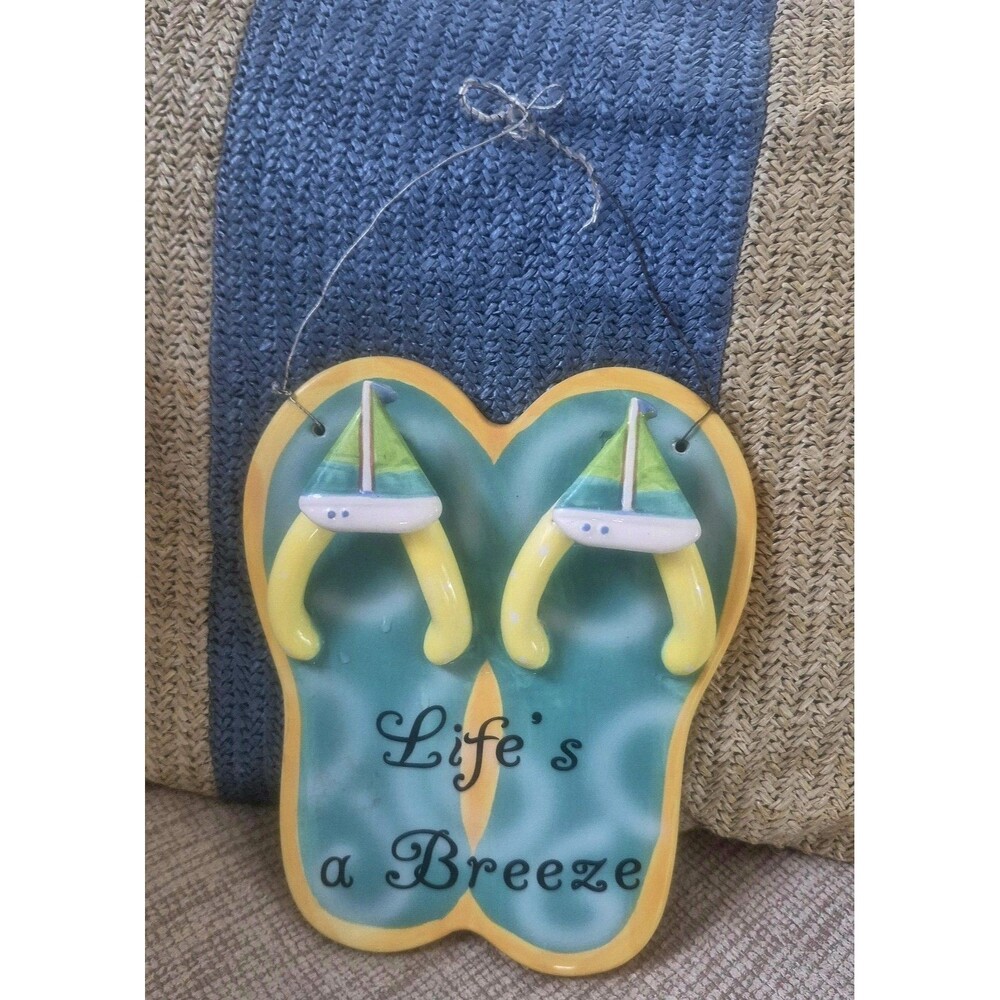 Dennis East Ceramic Flip Flop Wall Hanging Sign Lifes A Breeze